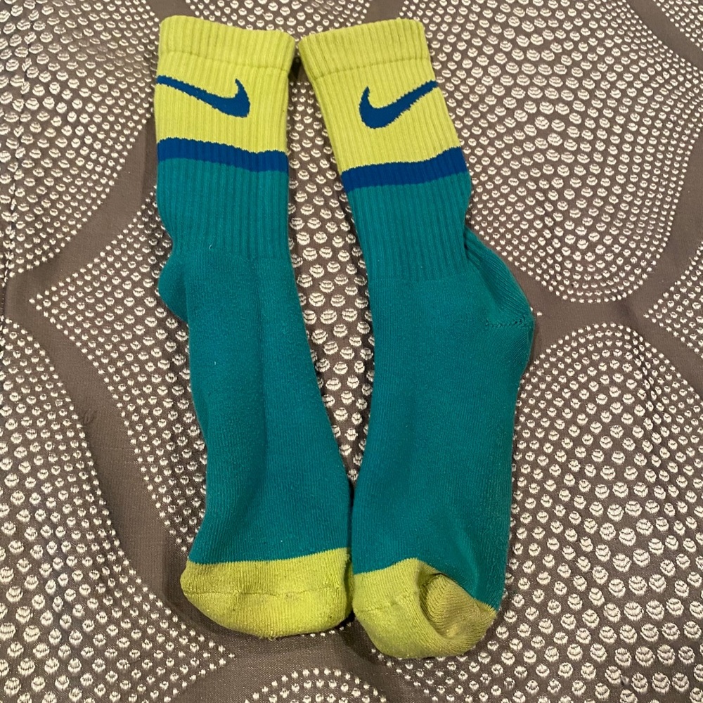 Men’s Nike Teal and Neon Yellow Tube Socks